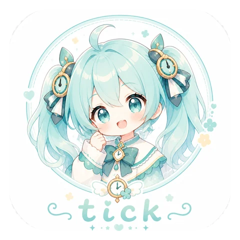 Tick mascot with clock ornaments